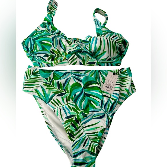 Shade & Shore Other - Bikini Set Tropical Green Leaf Print Size Women’s L(12-14) Shade and Shore